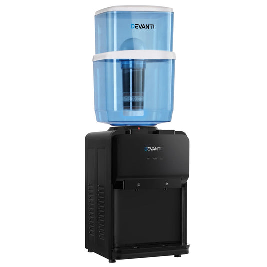 NNEDSZ Devanti Water Cooler Dispenser 22L Bench Top Chiller Purifier Filter Hot Cold Black