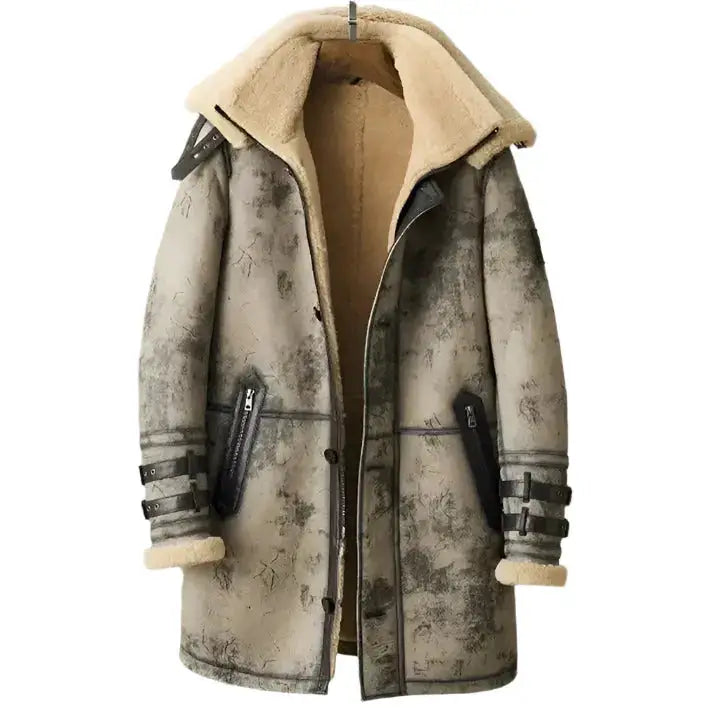 Men’s B3 RAF Sheepskin Shearling Leather Long Flight Jacket